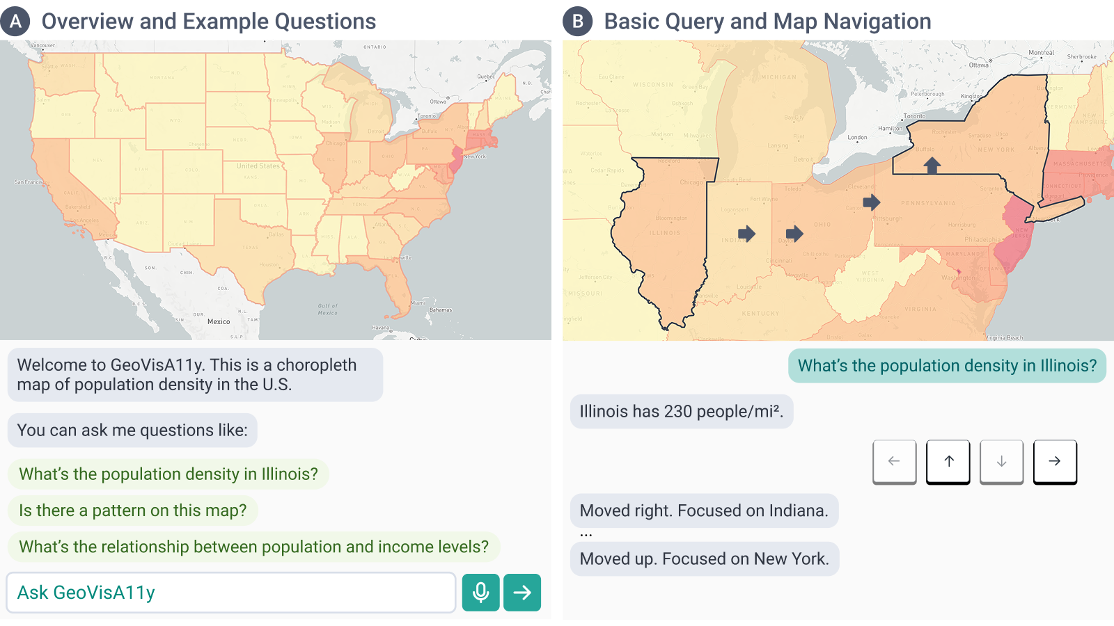 Teaser figure for GeoVisA11y: An AI-based Geovisualization Question-Answering System for Screen-Reader Users